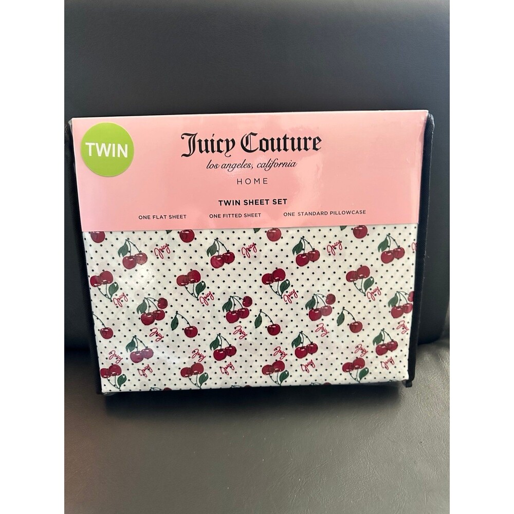 Juicy Couture  Cherries Polka Dots Twin Sheet Set New